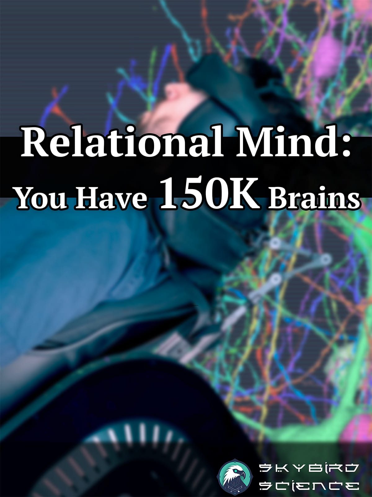 Conceptual portrait for Relational Mind against colorful neural pathways